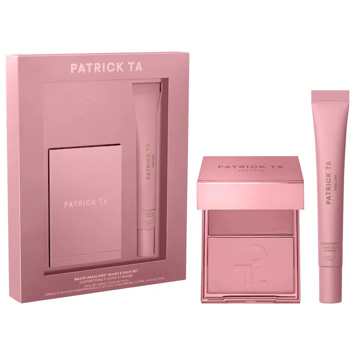 Preorder - Major Headlines Double-Take Crème & Powder Blush Duo & Lip Balm Makeup Gift Set - Patrick Ta