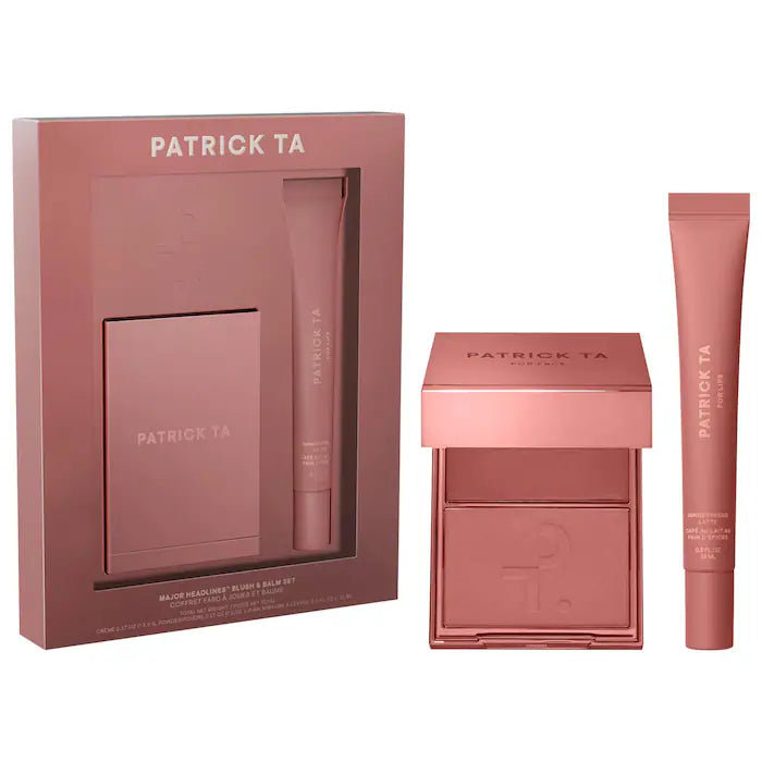 Preorder - Major Headlines Double-Take Crème & Powder Blush Duo & Lip Balm Makeup Gift Set - Patrick Ta