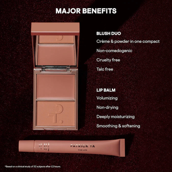 Preorder - Major Headlines Double-Take Crème & Powder Blush Duo & Lip Balm Makeup Gift Set - Patrick Ta