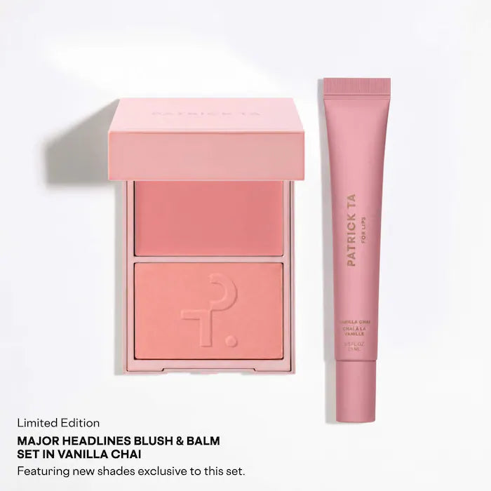 Preorder - Major Headlines Double-Take Crème & Powder Blush Duo & Lip Balm Makeup Gift Set - Patrick Ta
