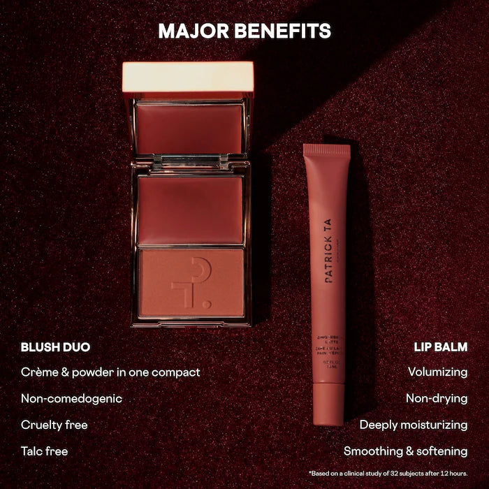 Preorder - Major Headlines Double-Take Crème & Powder Blush Duo & Lip Balm Makeup Gift Set - Patrick Ta